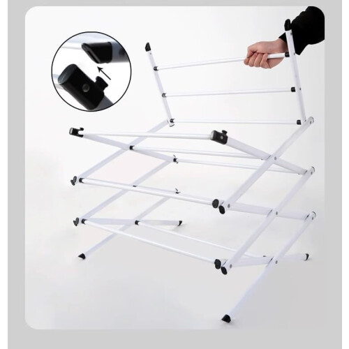 Foldable Telescopic Clothes Drying Rack SpaceSaving Adjustable 16.9329.92in White RustResistant 2
