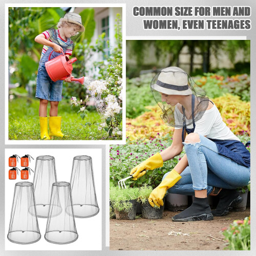 4 Pack Mosquito Head Net for Hiking Camping with Breathable Bug Mesh Face Protection Gray 2