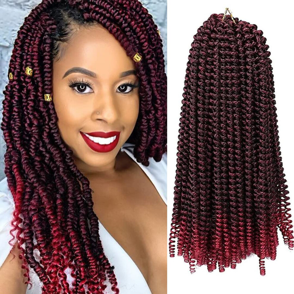 Unisex Spring Twist Crochet Braiding Hair 7 Packs T1b/27 Ombre, 10 Inch Preformed Twist Extensions