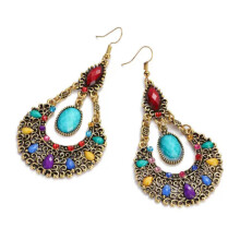 Brincos RSAMD Vintage em formato de gota d'água para mulheres, luxuosos, com zircônias incrustadas, grandes e longos - Coloridos