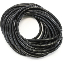 33 stop PE1/2 palce (12 mm) černá polyethylenová spirálovitá drátěná bužírka s ovíjením PC kabel pro autokabel