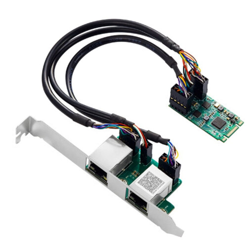 M.2to Διπλή Θύρα Κάρτα Δικτύου Gigabit 2.5G 2RJ45 Θύρες 2500Mbps Υποδοχή Πλήκτρου B/M 1000M, Μέγεθος
