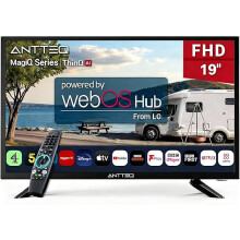 Antteq 19 Inch Smart TV, WebOS FHD TV MagiQ 19" with ThinQ AI Voice Magic Remote, BBC Freeview Netflix YouTube Airplay WiFi 2025 Black Televisions