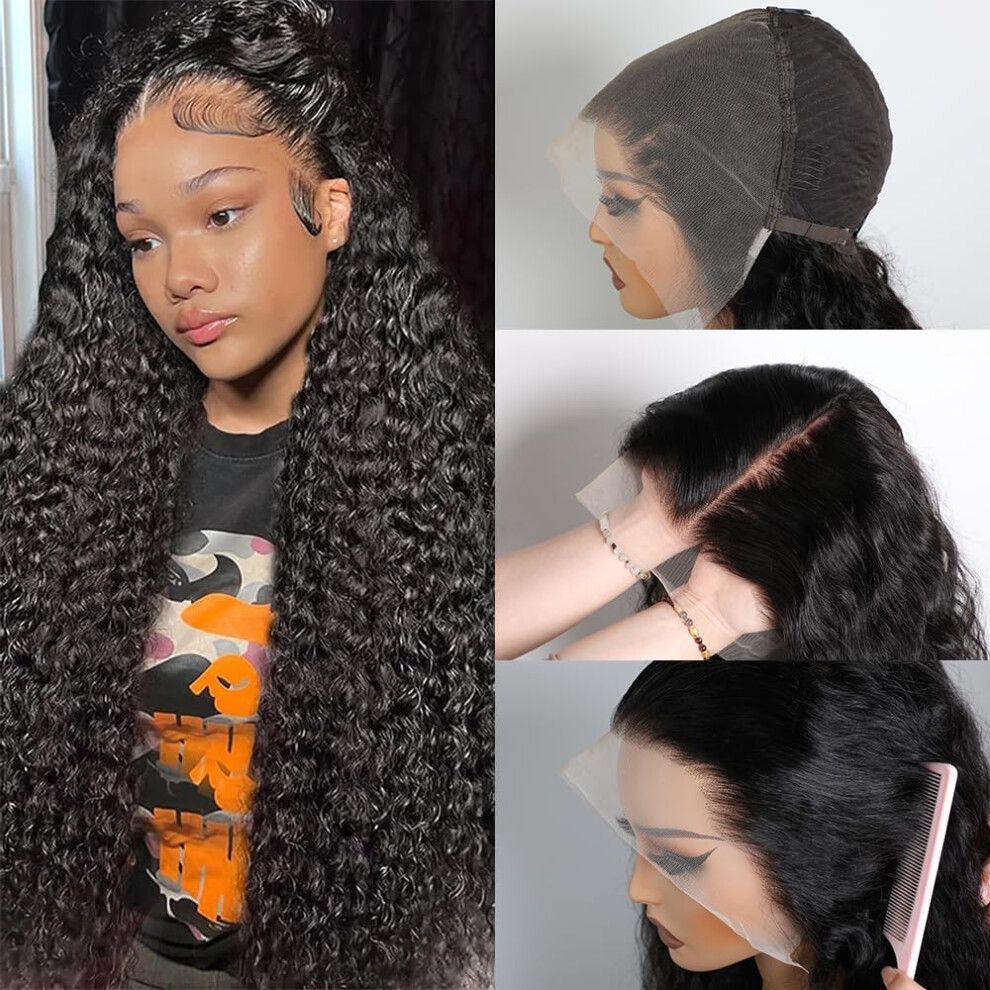 13x6 Deep Wave Full Lace Frontal Wig 12A Human Hair 180 Density 18 Inch