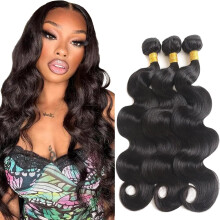 Brazilian Body Wave Hair 3 Bundles Virgin Human Hair Extensions Natural Black 8 10 12 Inch
