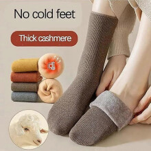 (dark grey)3 pair Socks for Women, Fleececozy - Ultra-Soft Velvet Slim Thermal Socks