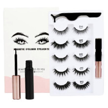 (10 pair, A and B) Waterproof Magnetic Eyeliner with Eyelashes and Tweezer 5/10 Pairs Set Long Lashes