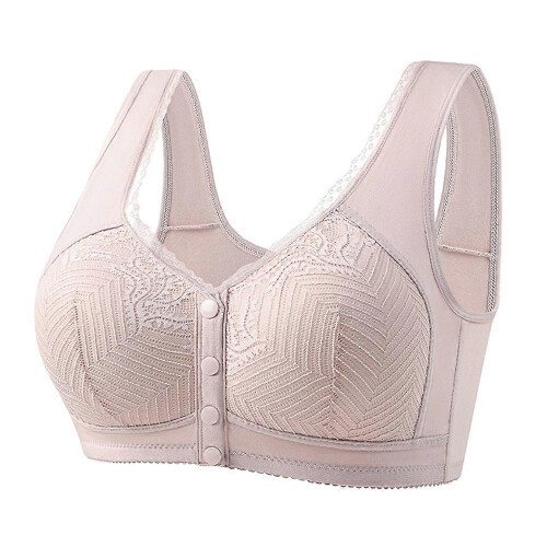 (M,light pink)Fixed Cup Front Buckle Mother Middle-aged And Elderly Underwear Female Large