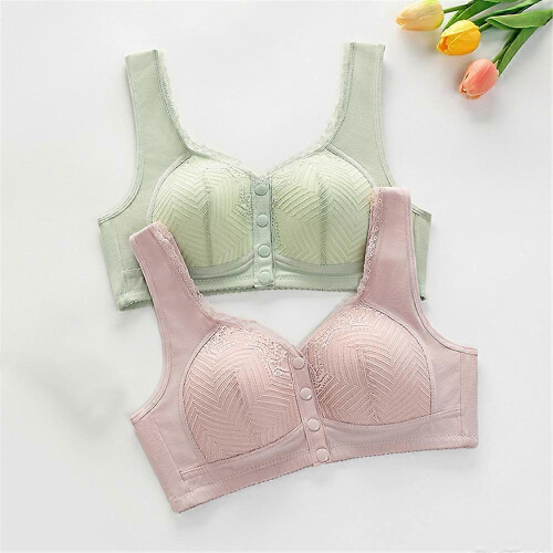 (L,black)Fixed Cup Front Buckle Mother Middle-aged And Elderly Underwear Female Large 1