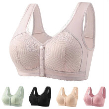 (S, light pink) Fixed Cup Front Buckle Mother Middle-aged And Elderly Underwear Female Large