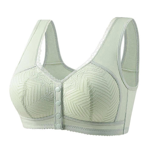(M,green)Fixed Cup Front Buckle Mother Middle-aged And Elderly Underwear Female Large