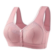 (XXXL, pink) Fixed Cup Front Buckle Mother Middle-aged And Elderly Underwear Female Large