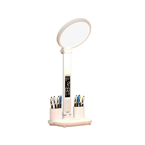 (Regular style, Plug in payment) New Table Lamp Desk Lamp Study Reading Light with Fan LED Clock Eye Protection~