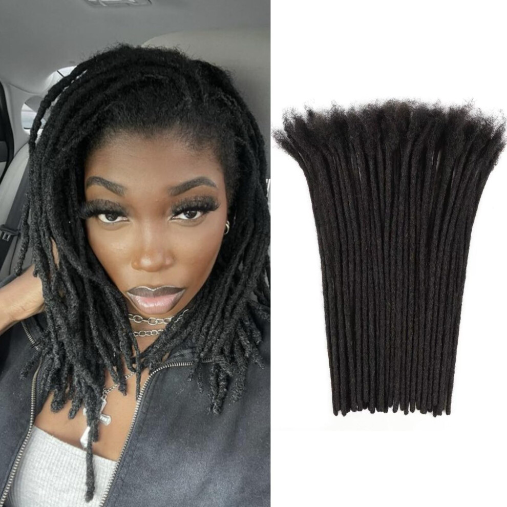 Unisex Black 4 Inch Human Hair Loc Extensions 0.4Cm Thickness Handmade Natural Dreadlock Extensions