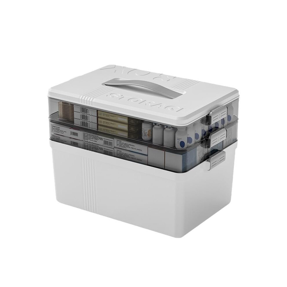 Large MultiLayer Medicine Storage Box with Secure Lock for Home and Family First Aid