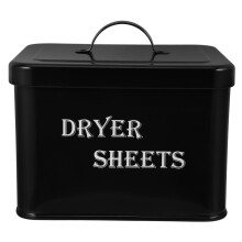 Farmhouse Galvanized Iron Dryer Sheet Dispenser with Easy Access Lid for Laundry Storage and Fabric Softener