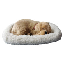 (B) Breathing Sleeping Cat Toy with White Mat Battery Operated Simulated Artificial Fur Cat Ornament Photo Prop Kids Pet Lovers Birthday Gift
