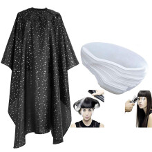Waterproof Hair Cutting Cape with 50 Disposable Face Shields for Professional Barber Salon Use Black