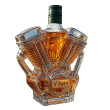 (E) Whiskey Bottle Motorcycle Engine Decanter Handmade Glass Bottle Mechanical Aesthetics Liquor Container for Motorcycle Enthusiasts