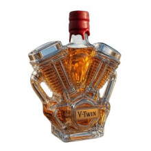 (D) Whiskey Bottle Motorcycle Engine Decanter Handmade Glass Bottle Mechanical Aesthetics Liquor Container for Motorcycle Enthusiasts