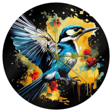 Woodpecker Acrylic Round Wall Clock 9.8" Silent, Battery Powered - Modern Home Decor for Kitchen, Bedroom, Office