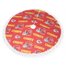 Jupe de sapin de Noël à franges en peluche aux couleurs des Chiefs de Kansas City, couleurs de l'équipe de football américain, installation