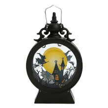 Luckky Halloween handlampjes, 2 stuks draagbare LED-lantaarns met kasteel-, vleermuizen- en heksenpatroon, inclusief ophanglus voor feestdecoratie
