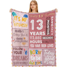 Cadeaux pour le 12e anniversaire d'une fille - Couverture « Joyeux 12e anniversaire », plaid 127 x 152 cm pour adolescente, petite-fille, sœur,