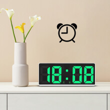 Jacenvly LED Alarm Clock with Large Digital Display, White Frame, Kitchen & Bedside Decor, Compatible with Wall Mounting
