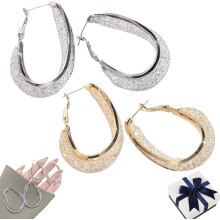 Brincos ovais da moda, brincos pendentes hipoalergênicos de prata para mulheres, brincos de argola oval exclusivos em prata de lei 925.