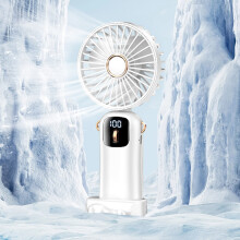 Handheld Fan 4000mAh, 100 Adjustable Levels, Silent Operation, Digital Display, Neck Hanging, Foldable Portable Fan for Outdoor