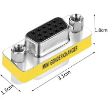 2er-Pack VGA SVGA HD15 Mini-Gender-Changer-Kupplungskabeladapter (Buchse auf Buchse)