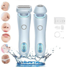 (Blue) 2 in 1 Portable Electric Shaver Razor For Women, Private Parts Elegance Shaver