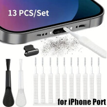 Protiprachový kryt pre nabíjací port typu C kompatibilný s iPhone 16 15 14Pro Max, čistiaca sada s kefkou pre klávesnicu počítača