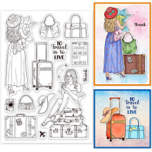 Carimbos de silicone transparente para scrapbooking, confecção de cartões e artesanato em papel - Compatíveis com decoração de tema de viagem.