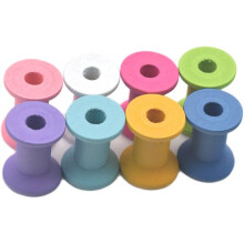 20 PCS - Natural Color Wood Empty Thread Spools Cylinder Craft Round Ends Bobbins for Ribbon lace Line