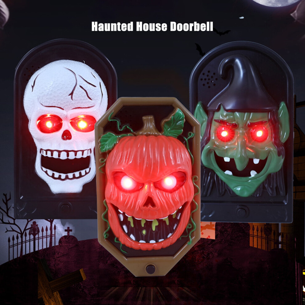 Halloween Skull Doorbell With -Up Eyes & Scary Sounds, Compatible With Susuchens, Animated Skeleton Pumpkin Witch For Haunted House Decor Light 9173940129306