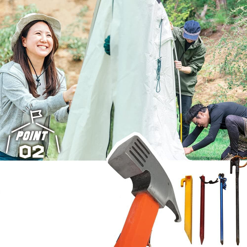 Camping Hammer Tent Peg Puller,  Carbon Steel Hook Angle Design (Orange) 1