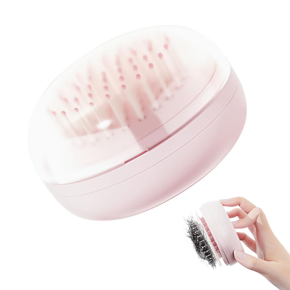 Self Cleaning Hair Brush with Mirror, OneClick Retractable Travel Size Detangling Brush for Women