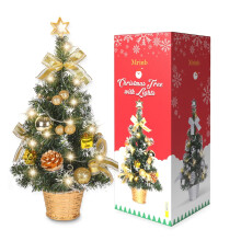 Seewan Pre-Lit 18" Mini Artificial Christmas Tree with LED Lights, Battery Operated Tabletop Xmas Tree for Holiday Decor