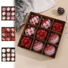 Blaxill Clearance Christmas Tree Balls Set - 9 Pcs Holiday Wreath Ornaments, Xmas Tree Decorations, Red and Gold Hanging Baubles