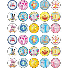 30 x Edible Cupcake Toppers Themed of 1st Collection of Edible Cake Decorations | Uncut Edible on Wafer Sheet
