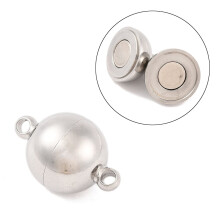 1 Set Magnetverschlüsse aus Edelstahl 304, rund, Edelstahlfarbe, 21 x 14 mm, Loch: 2 mm
