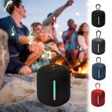 Jacenvly Farebný bezdrôtový textilný Bluetooth reproduktor, prenosný ručný subwoofer s RGB svetlami, vkladanie karty, darček pre študentov,
