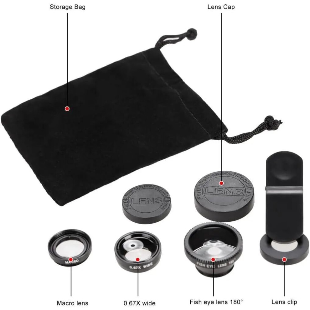 3 Lens Kit For Compatible With Iphone And Android Camera | Ultra Wide Angle, Fisheye, Macro Lenses | Smartphone Photography & Video 9499224616943