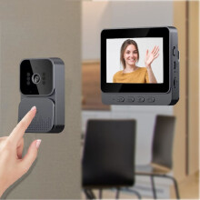 Ring Doorbell Trådlös intelligent visuell dörrklocka, Trådlös visuell dörrklocka, 4,3-tums skärm, Intelligent tvåvägs intercom för hemmet,