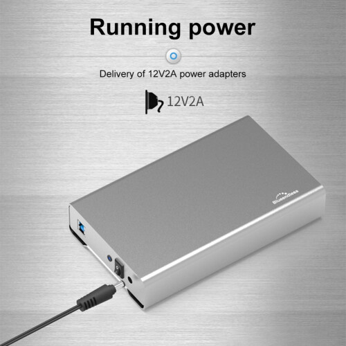 jixopn Type-C/USB 3.0 harddiskkabinet til 3,5/2,5 tommer SATA harddisk (EU-stik) 2