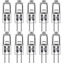 G4 Halogen Light Bulbs 10W 12V Clear Capsule 2 Pin Lamp Bulb Halogen Pin Base Warm White Dimmable 10 Pack