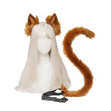 (One Size, Camel) 2Pcs/Set Cat Ears Tail Set Adults Children Cat Ear Headband Adjustable Waist Belt Cat Tail Accessories Set Costume Accessories