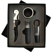 4pcs Wine Opener Set with Corkscrew, Vacuum Wine Stoppers, Bottle Opener Kit in Case for Home Bar